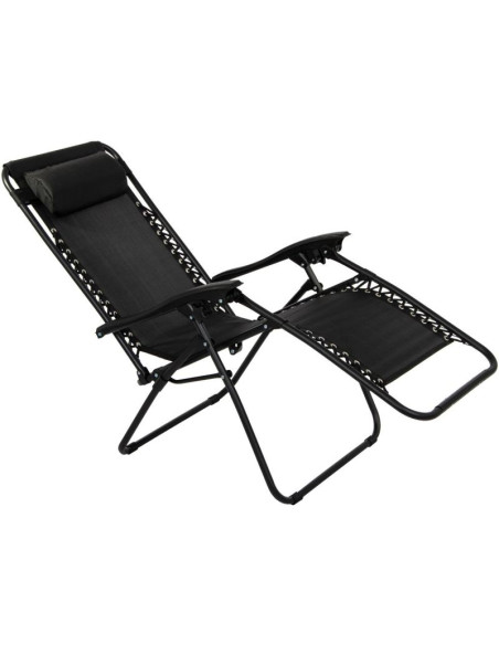 Leżak ogrodowy składany wielofunkcyjny 175x52/65x107cm czarny