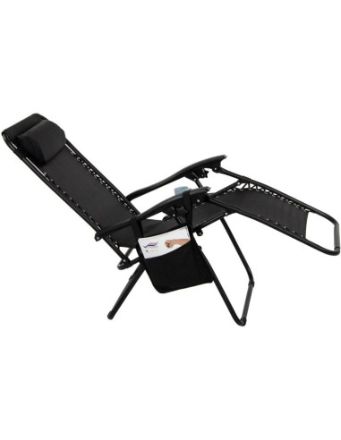 Leżak ogrodowy składany wielofunkcyjny 175x52/65x107cm czarny