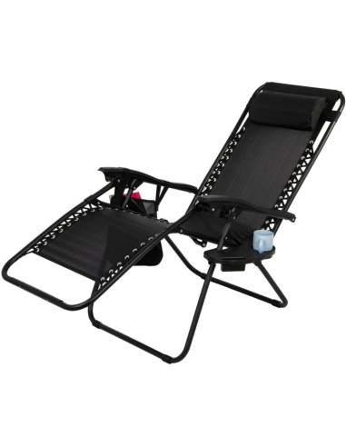 Leżak ogrodowy składany wielofunkcyjny 175x52/65x107cm czarny