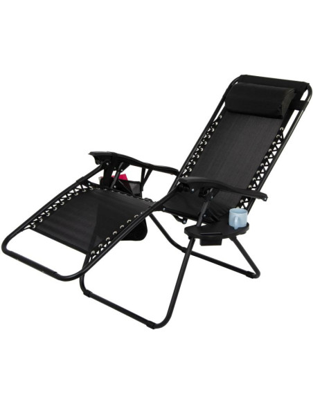 Leżak ogrodowy składany wielofunkcyjny 175x52/65x107cm czarny