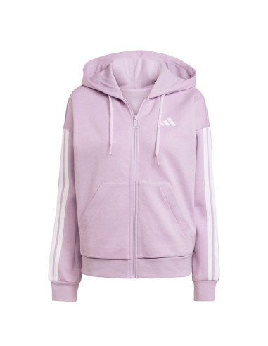 Bluza damska adidas essentials 3-stripes full-zip fleece hoodie fioletowa jy3080