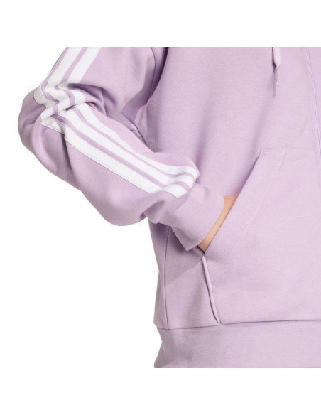 Bluza damska adidas essentials 3-stripes full-zip fleece hoodie fioletowa jy3080