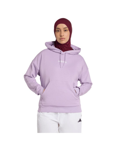 Bluza damska adidas essentials linear french terry hoodie fioletowa jy0036