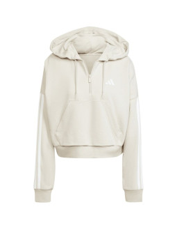 Bluza damska adidas essentials 3-stripes french terry quarter-zip hoodie beżowa jn1958 2