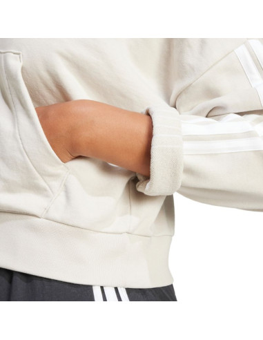 Bluza damska adidas essentials 3-stripes french terry quarter-zip hoodie beżowa jn1958