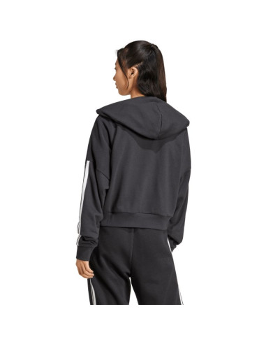 Bluza damska adidas essentials 3-stripes french terry quarter-zip hoodie czarna jn1956