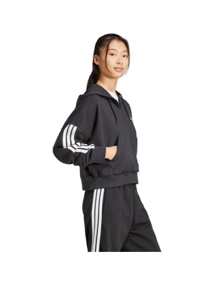 Bluza damska adidas essentials 3-stripes french terry quarter-zip hoodie czarna jn1956