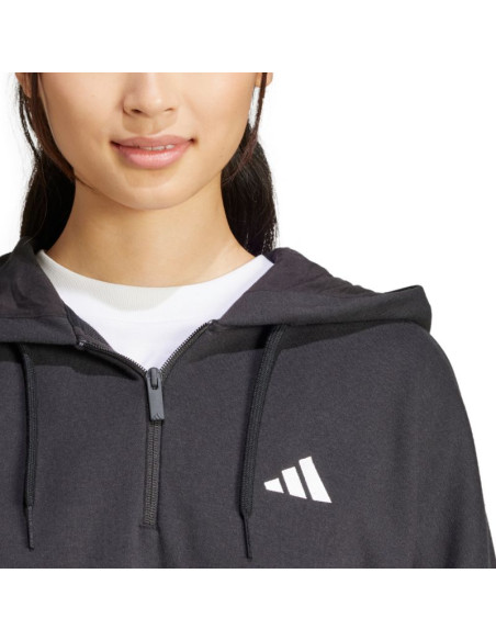 Bluza damska adidas essentials 3-stripes french terry quarter-zip hoodie czarna jn1956