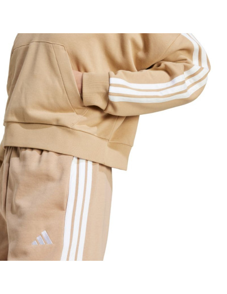 Bluza damska essentials 3-stripes french terry hoodie quarter zip beżowa jx7676