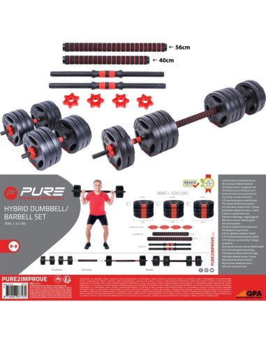 Hantla sztanga składana kompozytowa 30kg pure 2 improve