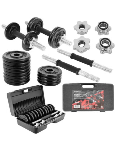 Hantla żeliwna 15 kg ( 2x7.5 kg ) walizka enero fit