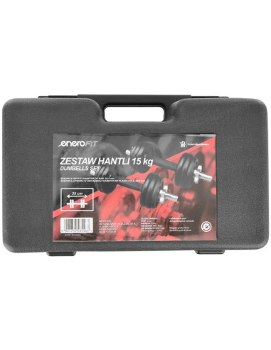 Hantla żeliwna 15 kg ( 2x7.5 kg ) walizka enero fit