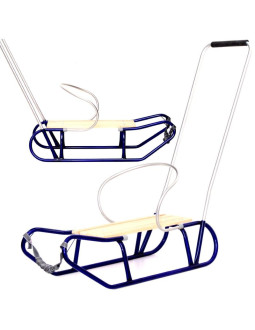 Sanki metalowe tomek z oparciem i pchaczem niebieskie