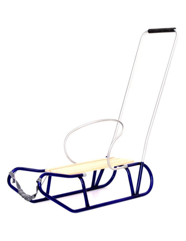 Sanki metalowe tomek z oparciem i pchaczem niebieskie