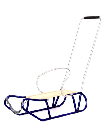 Sanki metalowe tomek z oparciem i pchaczem niebieskie
