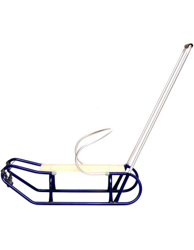 Sanki metalowe tomek z oparciem i pchaczem niebieskie