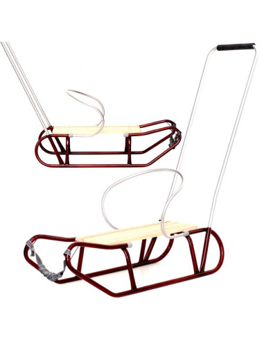 Sanki metalowe tomek z oparciem i pchaczem bordowe