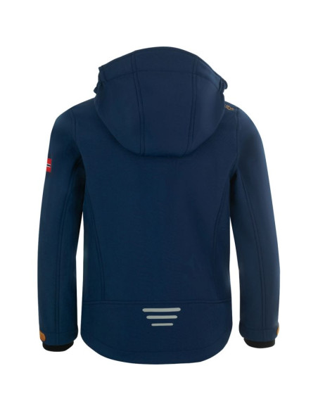 Kurtka softshellowa dziecięca trollkids kids trollfjord jacket mystic blue/golden yellow softshell granatowa (161-146)