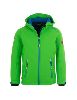 Kurtka softshellowa dziecięca trollkids kids trollfjord jacket bright green/med blue wiatroodporna zielona (161-304)