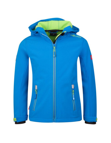 Kurtka narciarska dziecięca trollkids kids trollfjord jacket medium blue/green wodoodporna niebieska (161-106)