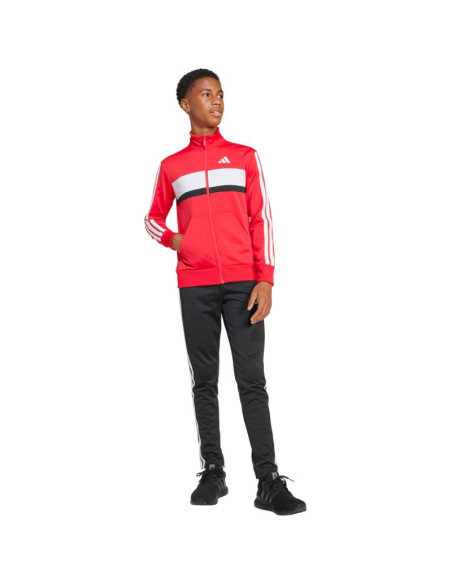 Dres dla dzieci adidas seasonal essentials tiberio 3-stripes tricot czerwono-czarny ji6214