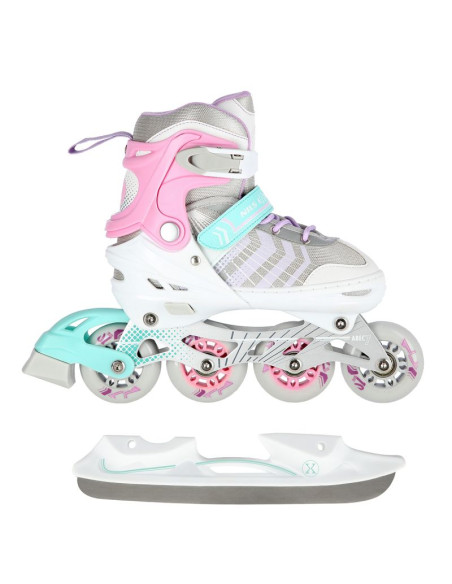 Nh18192 4w1 różowy rozm.s(29-33) łyżworolki z wym. pł. hokejową nils extreme