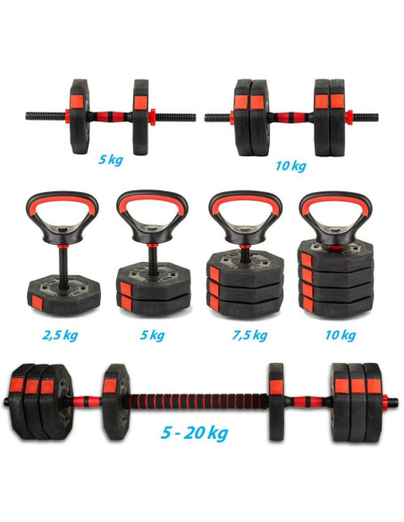 Hantla kompozytowa kettlebell 4w1 20kg enero fit