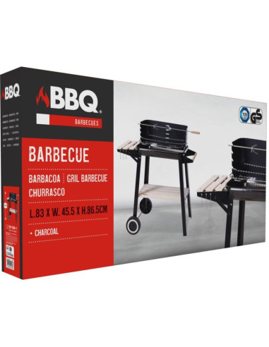 Grill ogrodowy wózek 83x45,5x86,5cm czarny