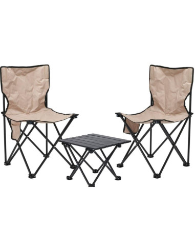 Zestaw turystyczny składany 3w1 stolik i 2 krzesła redcliffs beżowy