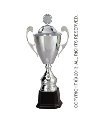 Puchar metalowy srebrny z przykrywką