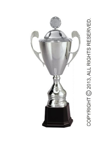 Puchar metalowy srebrny z przykrywką