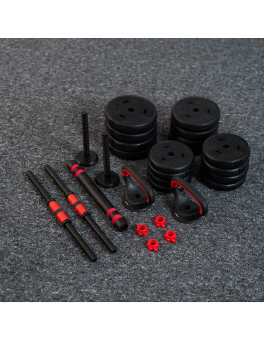 Zestaw ciężarów 6w1 hms sgn120 (sztanga, sztangielki i kettlebell) 20kg