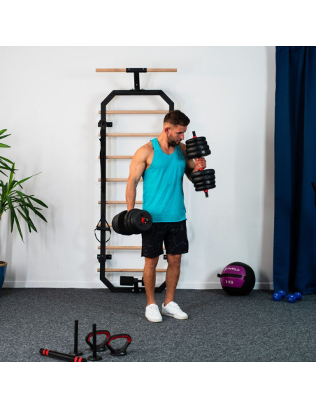 Zestaw ciężarów 6w1 hms sgn120 (sztanga, sztangielki i kettlebell) 20kg