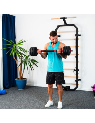 Zestaw ciężarów 6w1 hms sgn120 (sztanga, sztangielki i kettlebell) 20kg