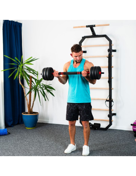 Zestaw ciężarów 6w1 hms sgn120 (sztanga, sztangielki i kettlebell) 20kg