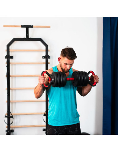 Zestaw ciężarów 6w1 hms sgn120 (sztanga, sztangielki i kettlebell) 20kg