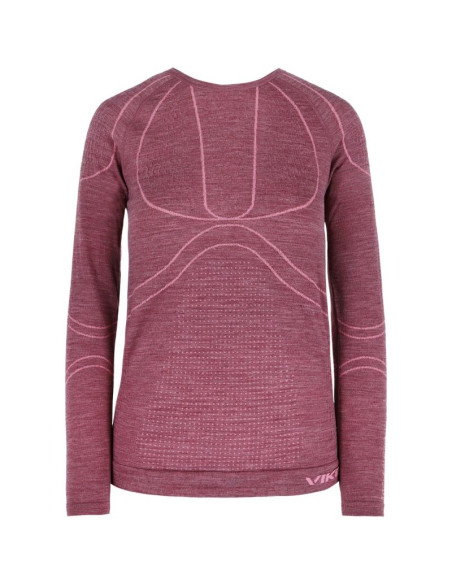 Bielizna damska viking lana pro longsleeve merino roz. s różowa