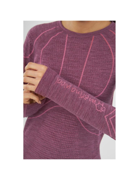 Bielizna damska viking lana pro longsleeve merino roz. s różowa