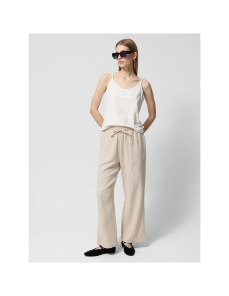 Spodnie z bawełnianego muślinu damskie outhorn othwss24ttrof1017-83s