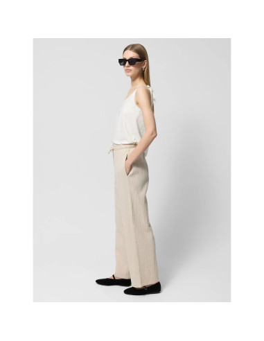 Spodnie z bawełnianego muślinu damskie outhorn othwss24ttrof1017-83s