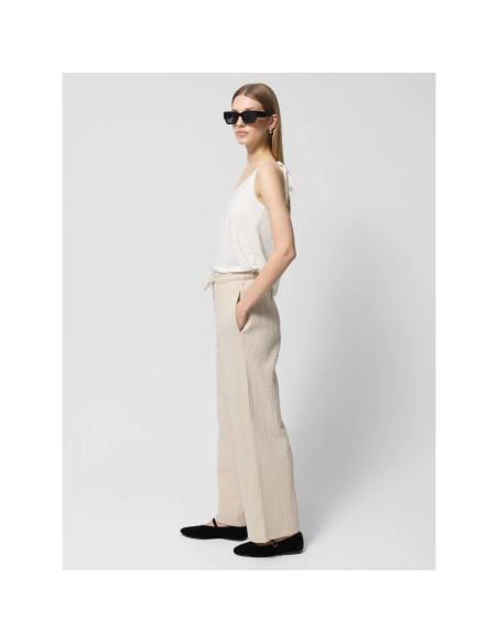 Spodnie z bawełnianego muślinu damskie outhorn othwss24ttrof1017-83s