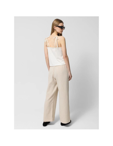 Spodnie z bawełnianego muślinu damskie outhorn othwss24ttrof1017-83s