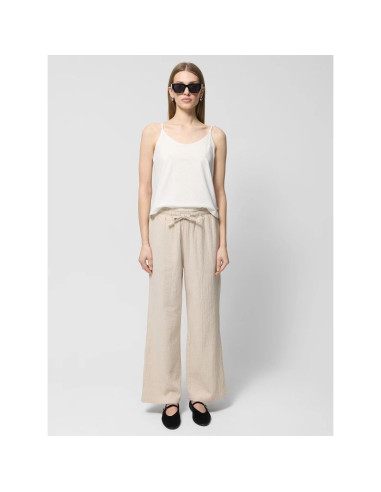 Spodnie z bawełnianego muślinu damskie outhorn othwss24ttrof1017-83s