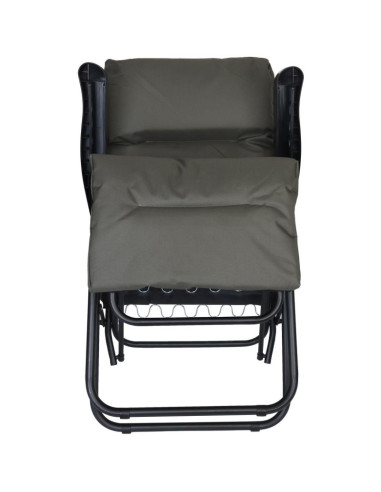 Fotel ogrodowy z podnóżkiem 57x83x106cm szaro-zielony