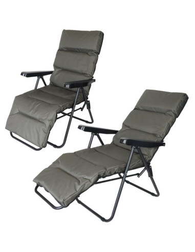 Fotel ogrodowy z podnóżkiem 57x83x106cm szaro-zielony