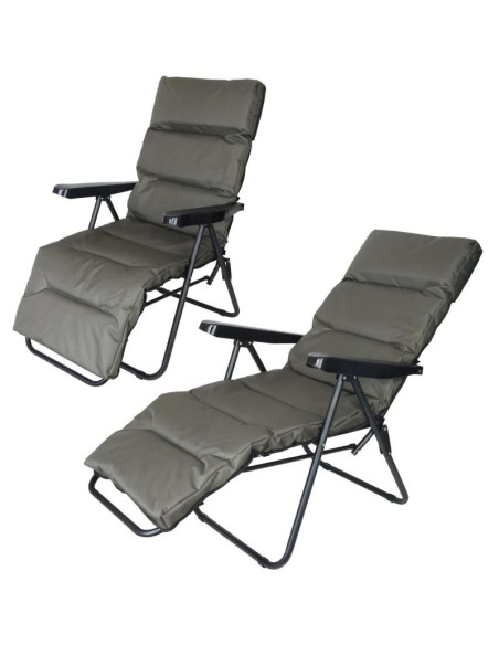 Fotel ogrodowy z podnóżkiem 57x83x106cm szaro-zielony