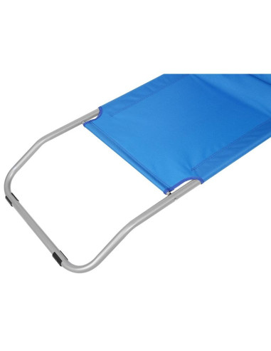 Leżak składany plażowy z daszkiem na kółkach 116x62x60-90cm niebieski