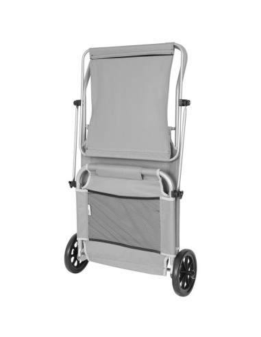 Leżak składany plażowy z daszkiem na kółkach 116x62x62-90cm szary