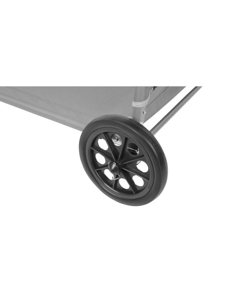 Leżak składany plażowy z daszkiem na kółkach 116x62x62-90cm szary