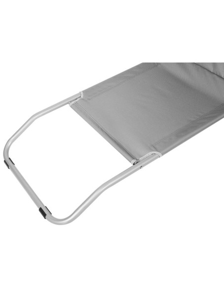 Leżak składany plażowy z daszkiem na kółkach 116x62x62-90cm szary